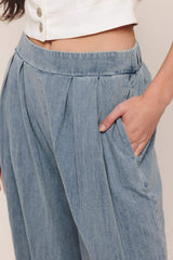 RELAXED DRAPE LIGHTWEIGHT DENIM PANTS - Flying Tomato - Flyclothing LLC