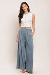 RELAXED DRAPE LIGHTWEIGHT DENIM PANTS - Flying Tomato - Flyclothing LLC