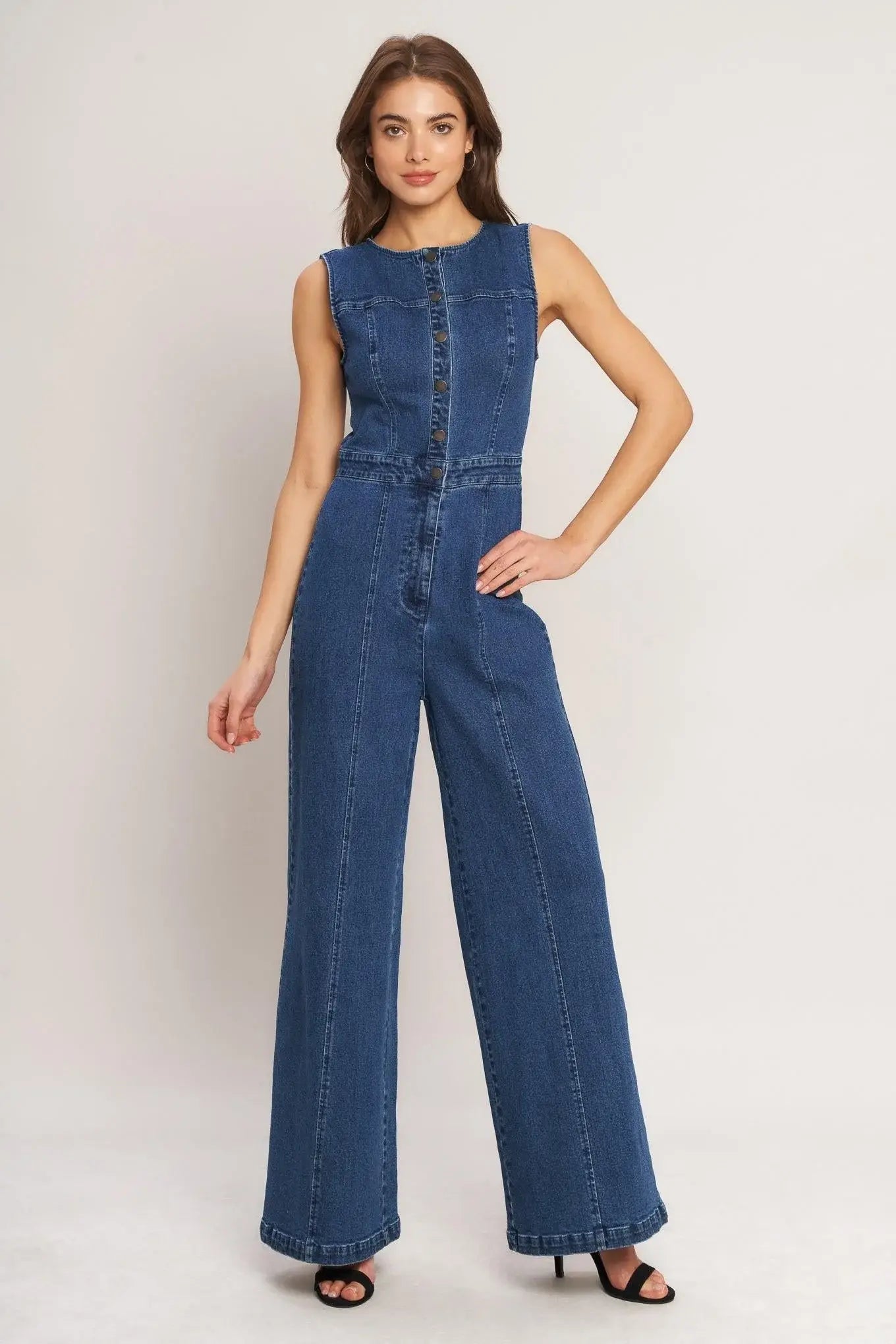 CITY STROLL DENIM JUMPSUIT - Flying Tomato - Flyclothing LLC