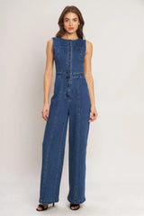 CITY STROLL DENIM JUMPSUIT - Flying Tomato - Flyclothing LLC