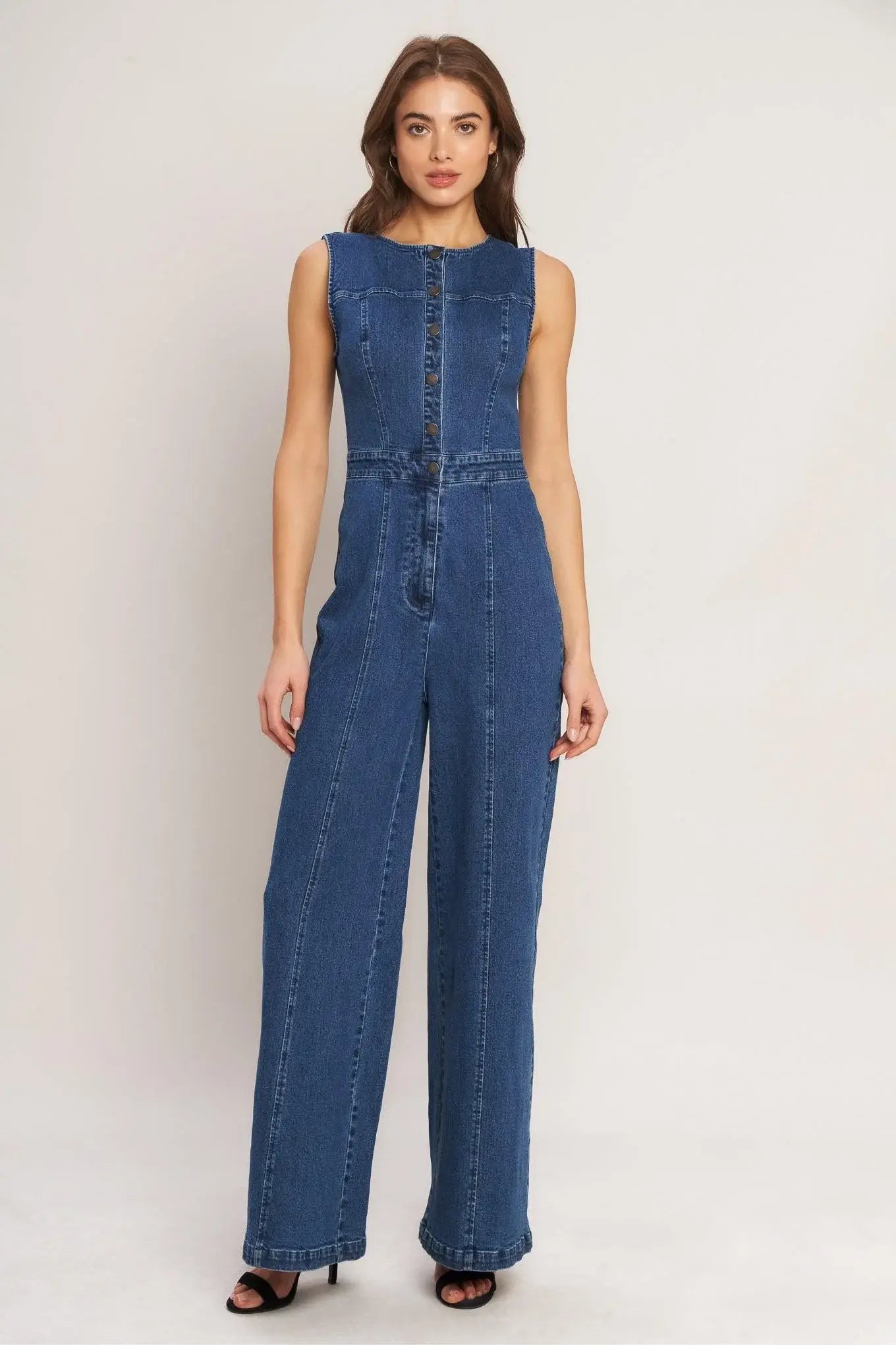CITY STROLL DENIM JUMPSUIT - Flying Tomato - Flyclothing LLC