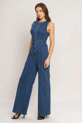 CITY STROLL DENIM JUMPSUIT - Flying Tomato - Flyclothing LLC