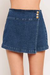 TEXTURE PLAY DENIM SKORT - Flying Tomato - Flyclothing LLC