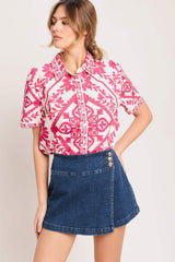 TEXTURE PLAY DENIM SKORT - Flying Tomato - Flyclothing LLC