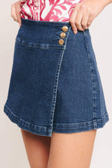 TEXTURE PLAY DENIM SKORT - Flying Tomato - Flyclothing LLC