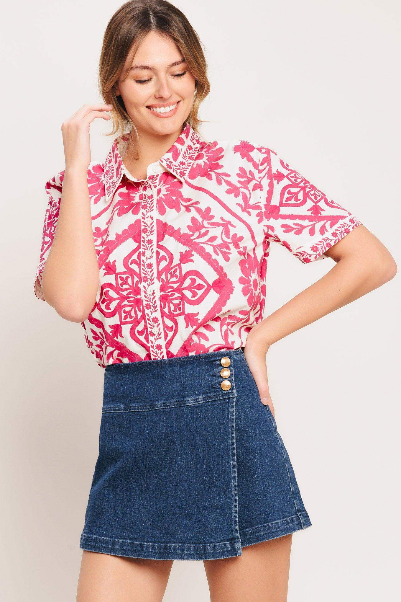 TEXTURE PLAY DENIM SKORT - Flying Tomato - Flyclothing LLC