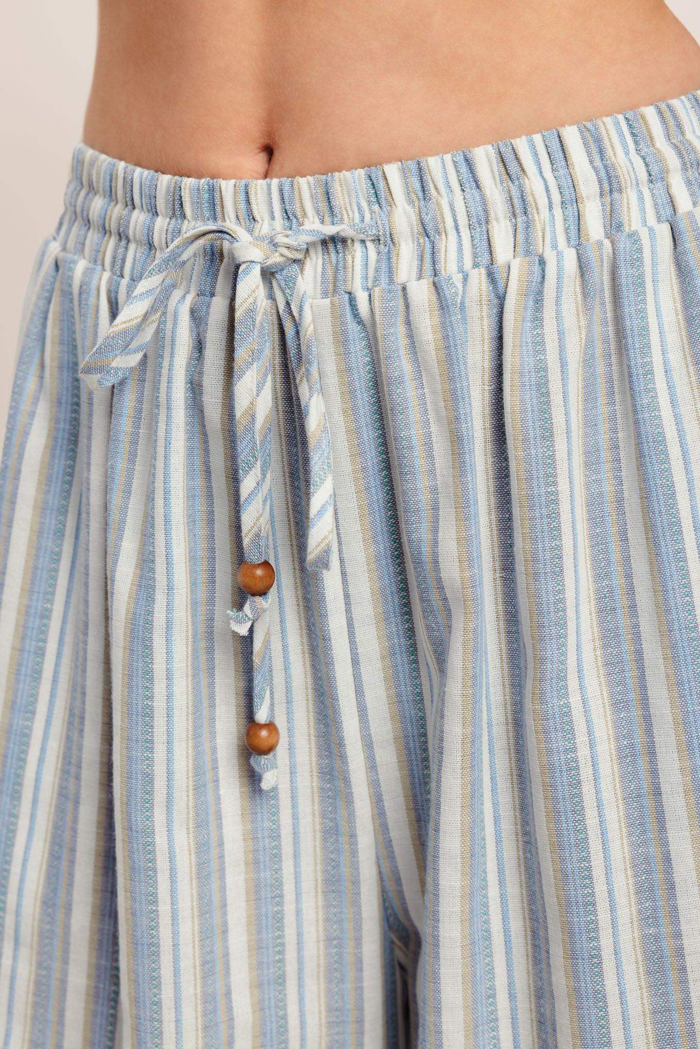 COASTAL DAY STRIP WOVEN PANTS - Flying Tomato - Flyclothing LLC