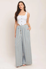 COASTAL DAY STRIP WOVEN PANTS - Flying Tomato - Flyclothing LLC