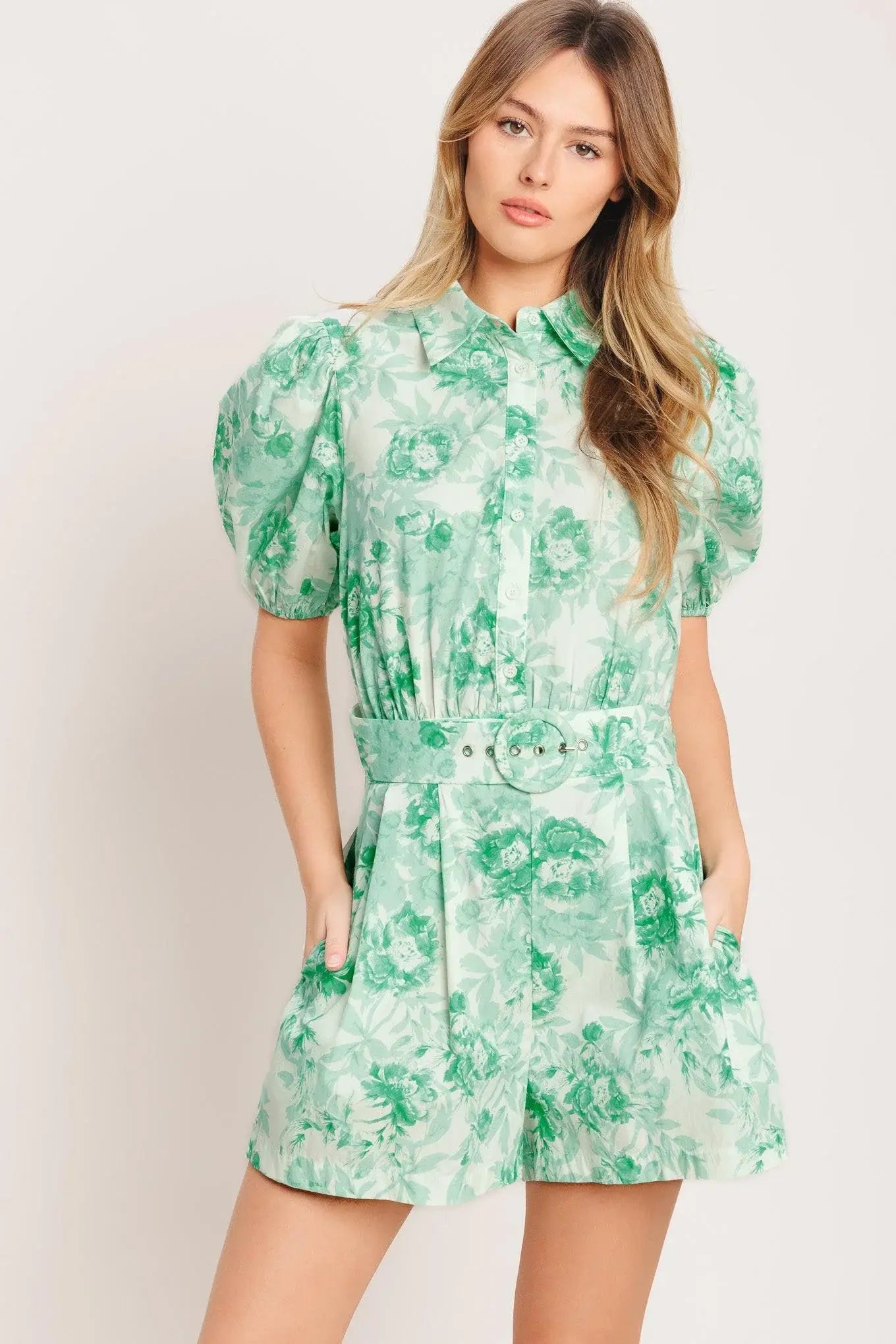 GARDEN GLOW WOVEN ROMPER - Flying Tomato - Flyclothing LLC