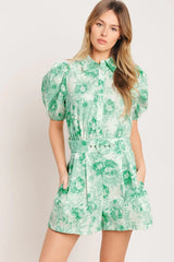 GARDEN GLOW WOVEN ROMPER - Flying Tomato - Flyclothing LLC