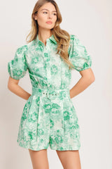 GARDEN GLOW WOVEN ROMPER - Flying Tomato - Flyclothing LLC