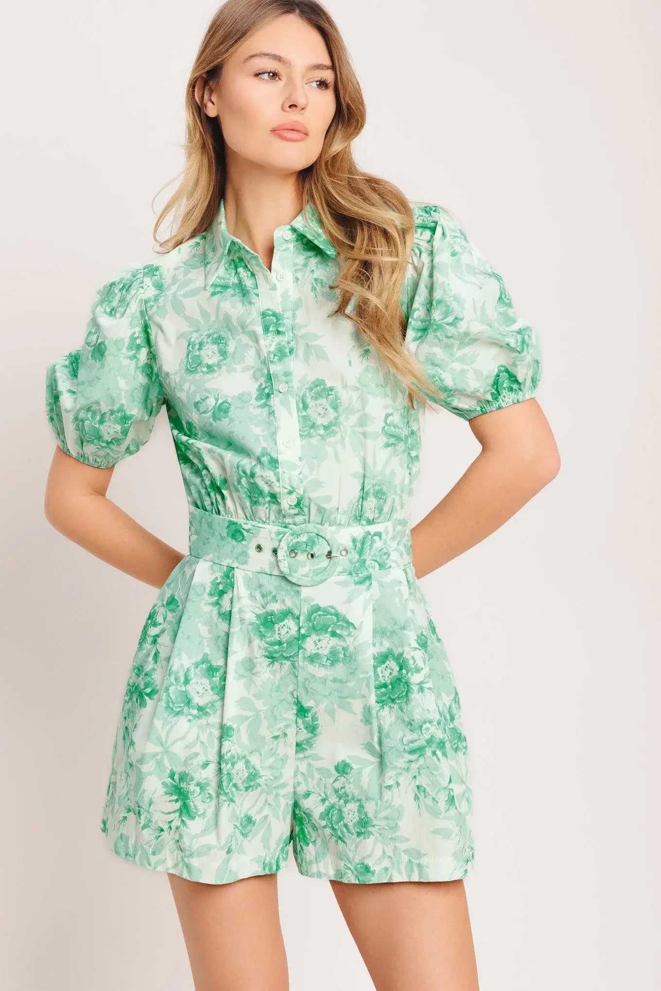 GARDEN GLOW WOVEN ROMPER - Flying Tomato - Flyclothing LLC