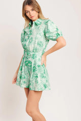 GARDEN GLOW WOVEN ROMPER - Flying Tomato - Flyclothing LLC