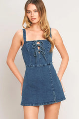 FIRST DATE DENIM SKORT ROMPER - Flying Tomato - Flyclothing LLC