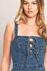FIRST DATE DENIM SKORT ROMPER - Flying Tomato - Flyclothing LLC