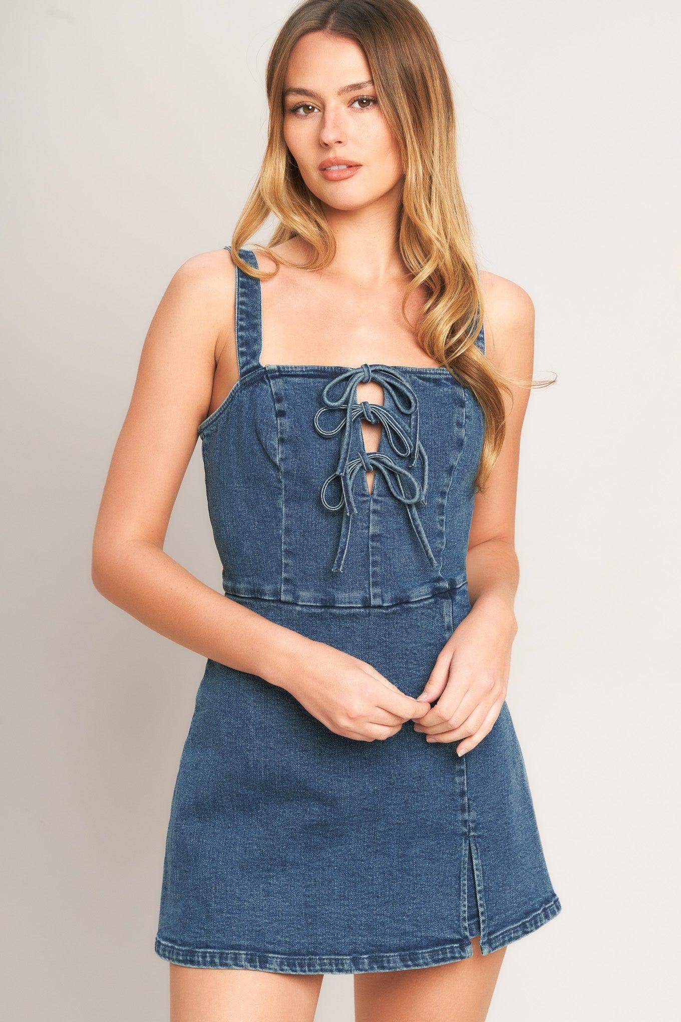 FIRST DATE DENIM SKORT ROMPER - Flying Tomato - Flyclothing LLC