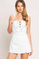 FIRST DATE WOVEN SKORT ROMPER - Flying Tomato - Flyclothing LLC