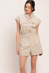 EVERYDAY UTILITY WOVEN ROMPER - Flying Tomato - Flyclothing LLC
