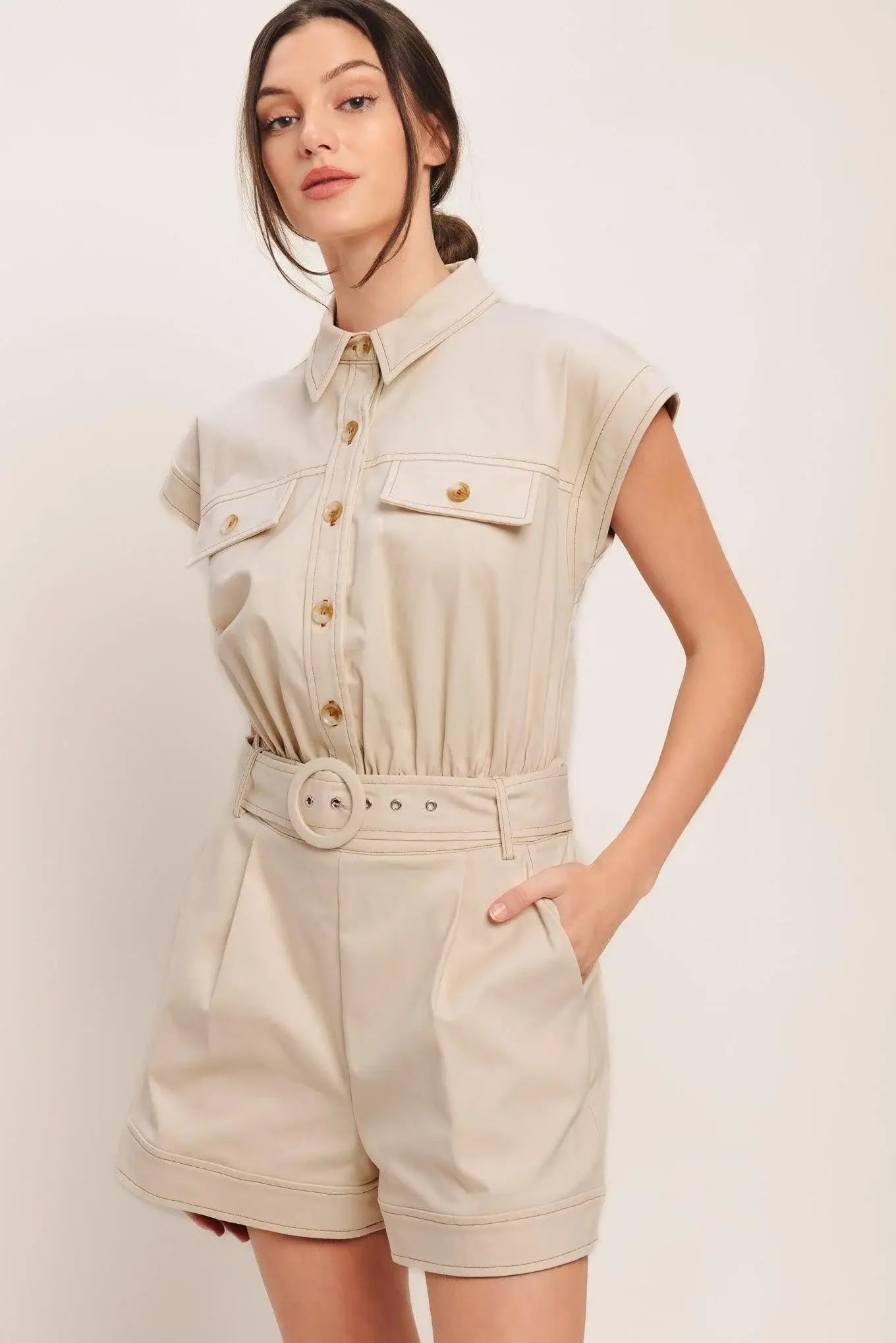EVERYDAY UTILITY WOVEN ROMPER - Flying Tomato - Flyclothing LLC