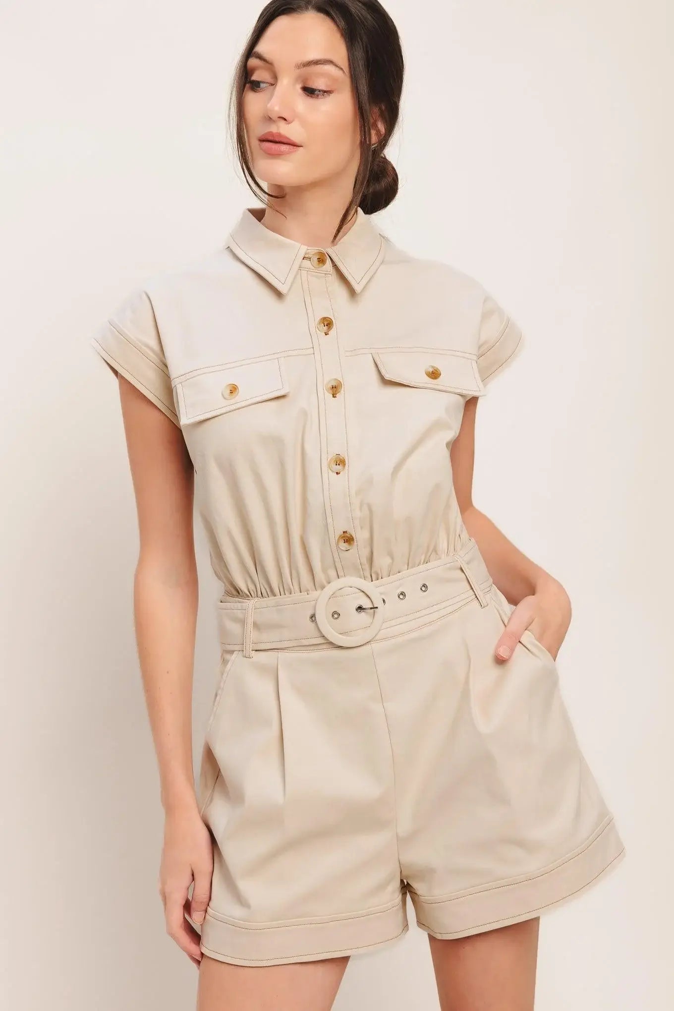 EVERYDAY UTILITY WOVEN ROMPER - Flying Tomato - Flyclothing LLC