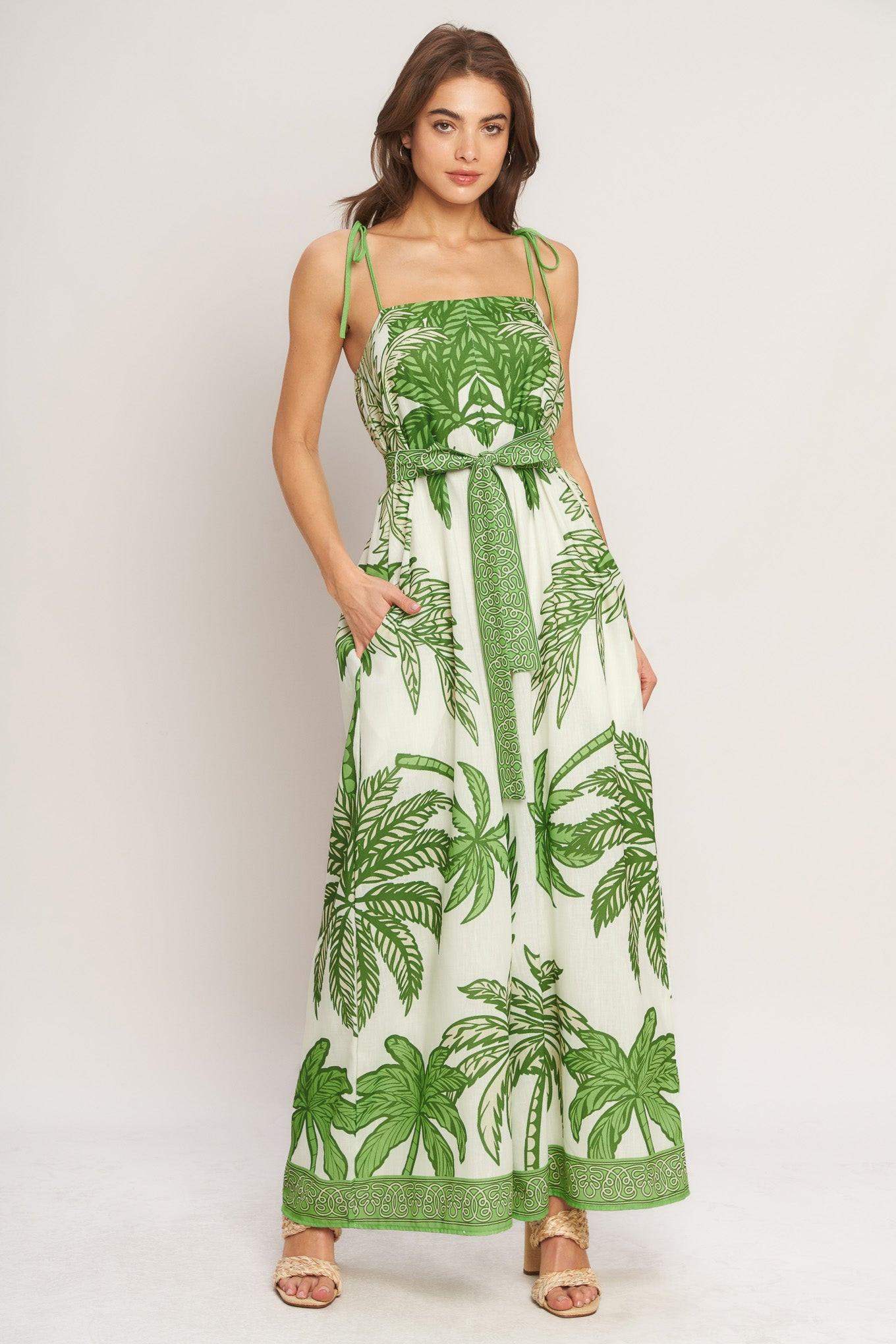 PALM LUXE WOVEN JUMPSUIT - Flying Tomato - Flyclothing LLC