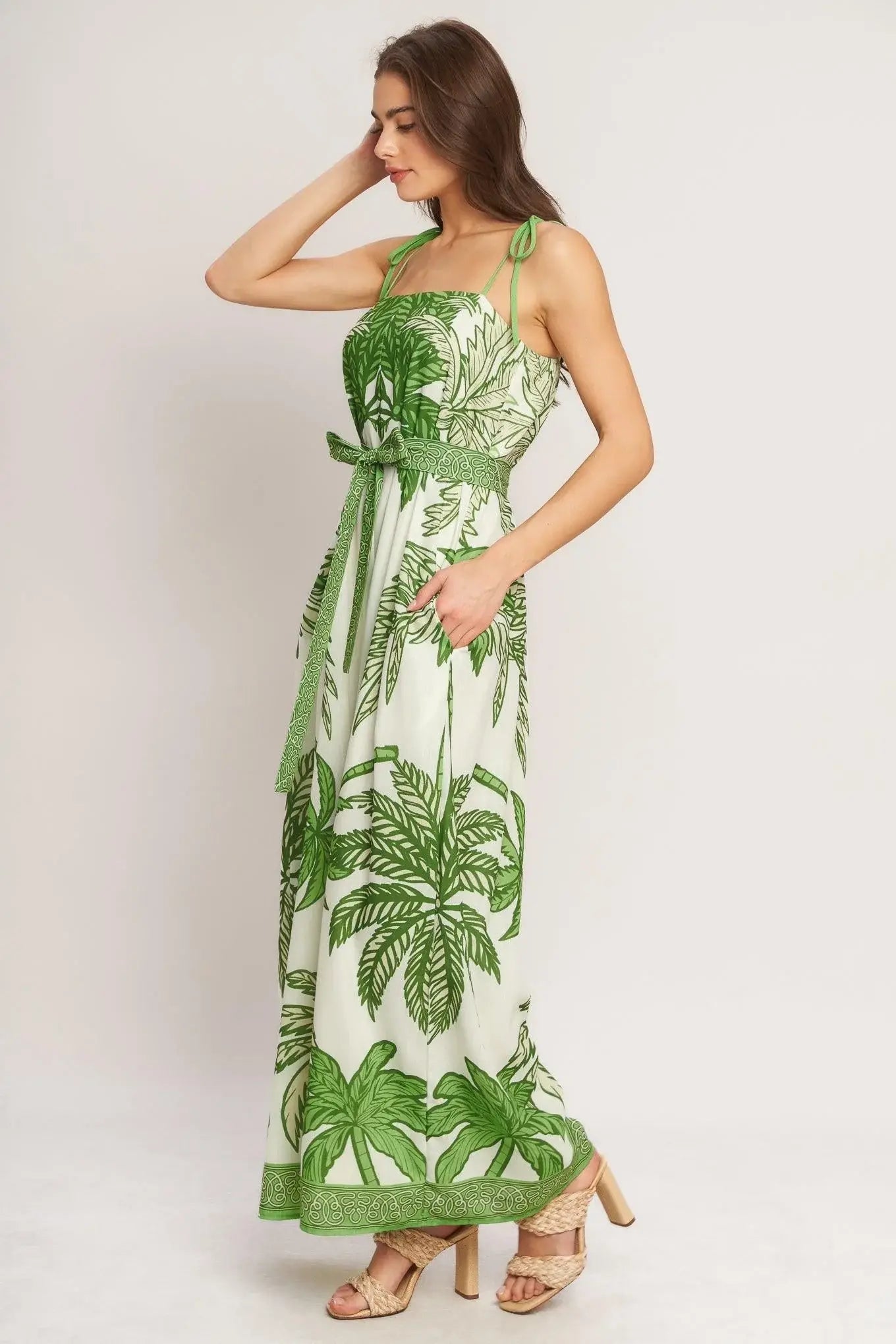 PALM LUXE WOVEN JUMPSUIT - Flying Tomato - Flyclothing LLC