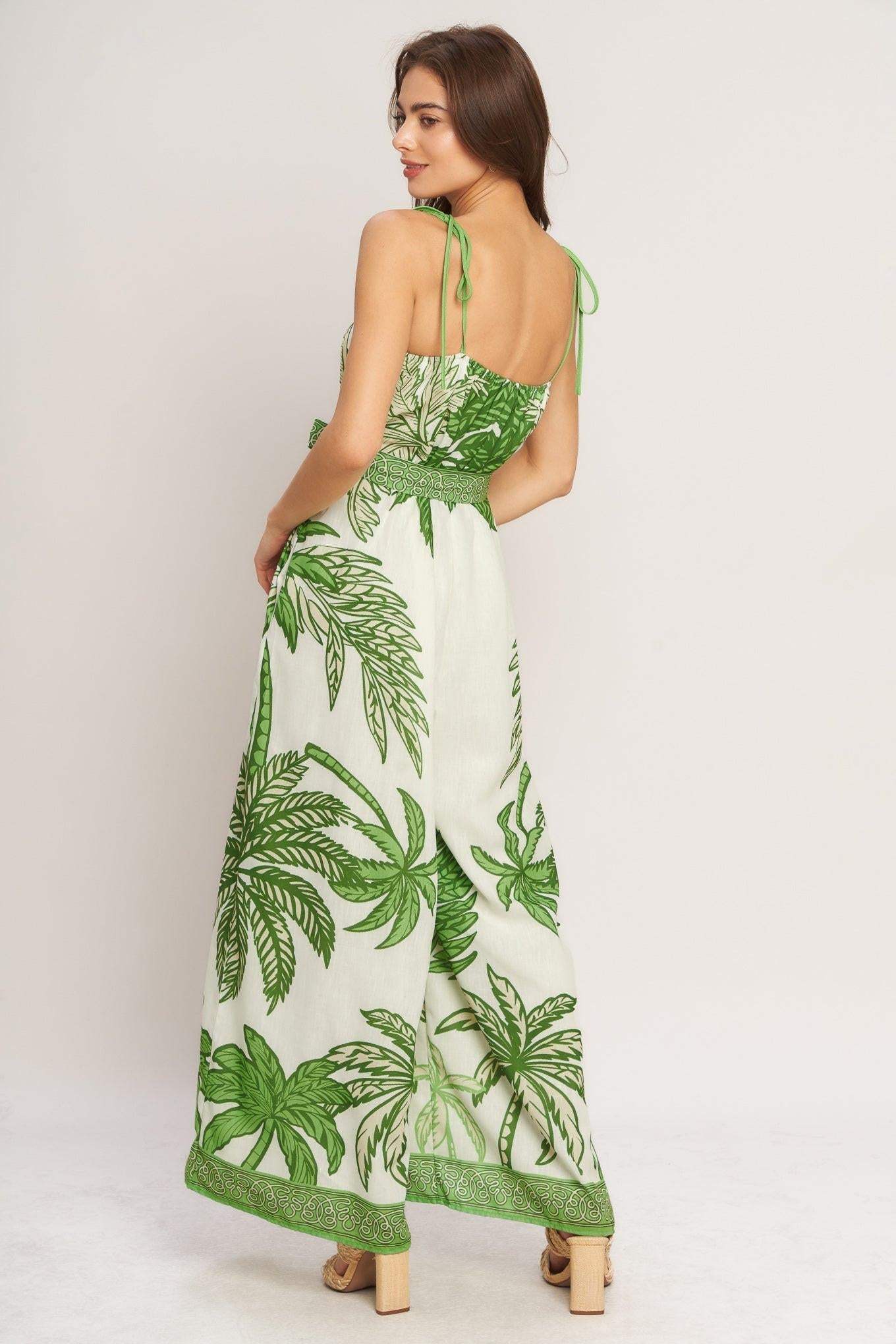 PALM LUXE WOVEN JUMPSUIT - Flying Tomato - Flyclothing LLC