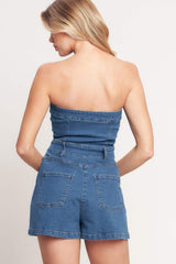 WEEKEND CRUSH DENIM ROMPER - Flying Tomato - Flyclothing LLC