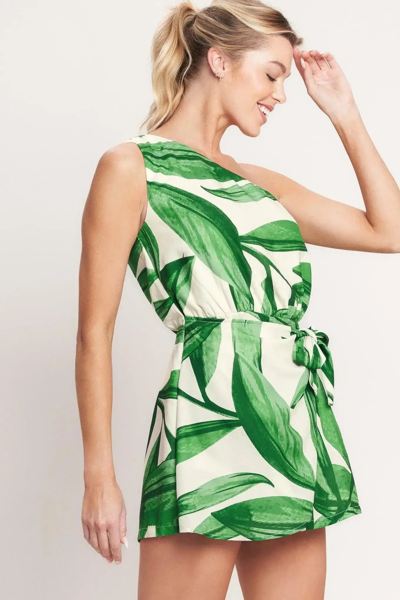 LEAFY LOVE STORY WOVEN SKORT ROMPER - Flying Tomato - Flyclothing LLC