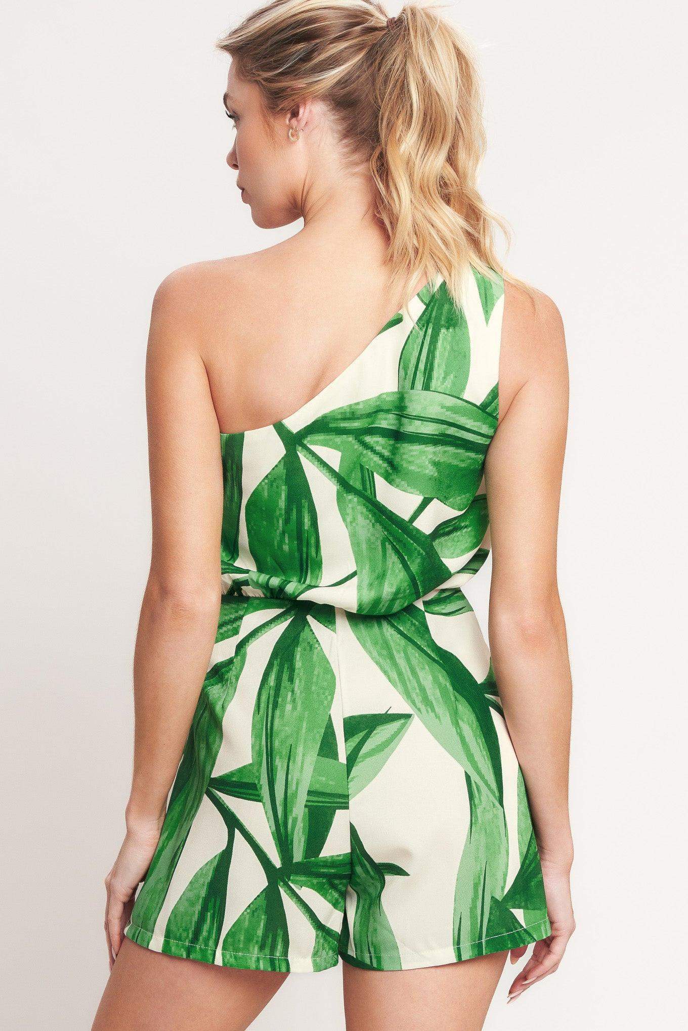 LEAFY LOVE STORY WOVEN SKORT ROMPER - Flying Tomato - Flyclothing LLC