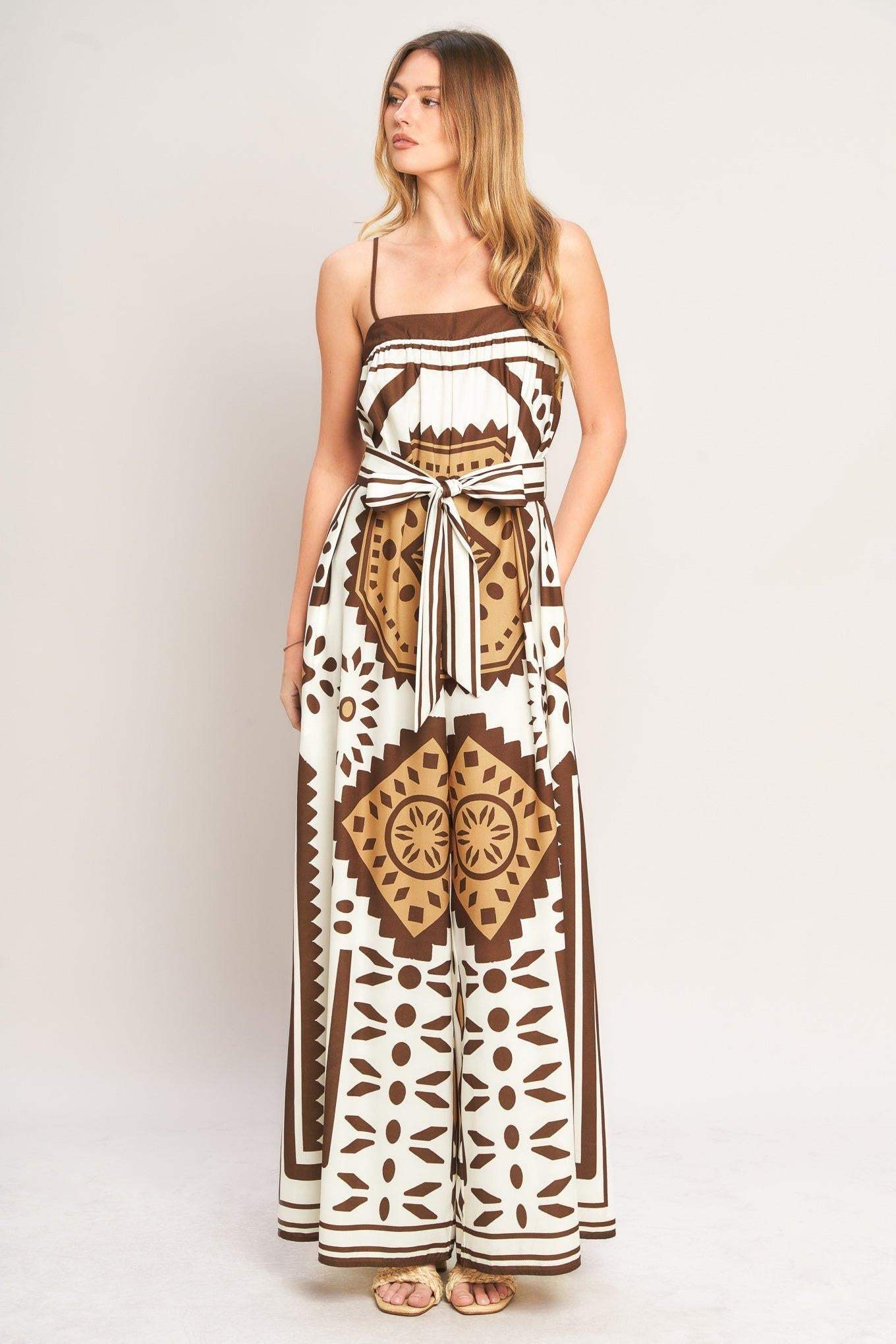 EARTHY ELEGANCE BOHO WOVEN JUMPSUIT - Flying Tomato - Flyclothing LLC