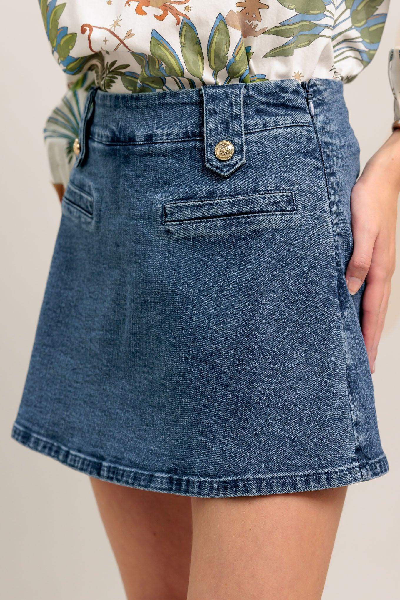 HEART EYES DENIM SKORT - Flying Tomato - Flyclothing LLC