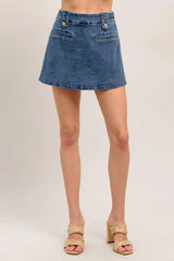 HEART EYES DENIM SKORT - Flying Tomato - Flyclothing LLC