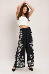 BLACK RIVIERA WOVEN PANTS - Flying Tomato - Flyclothing LLC