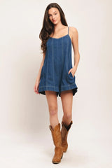 FRONTIER FLIRT LIGHTWEIGHT DENIM ROMPER - Flying Tomato - Flyclothing LLC