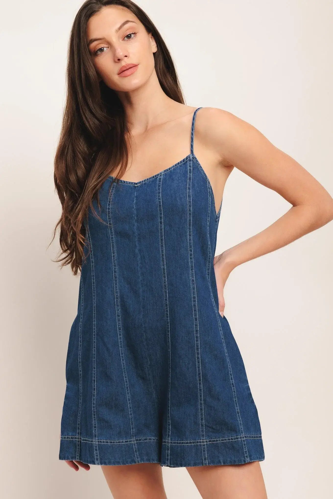 FRONTIER FLIRT LIGHTWEIGHT DENIM ROMPER - Flying Tomato - Flyclothing LLC
