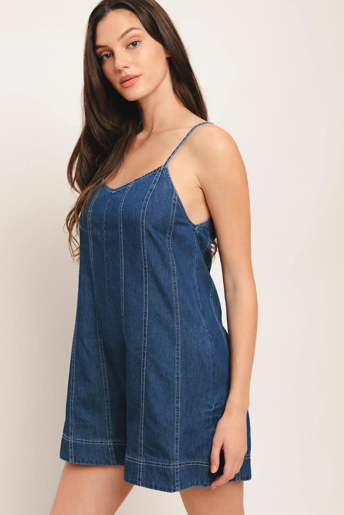 FRONTIER FLIRT LIGHTWEIGHT DENIM ROMPER - Flying Tomato - Flyclothing LLC