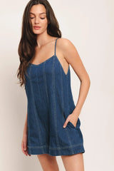 FRONTIER FLIRT LIGHTWEIGHT DENIM ROMPER - Flying Tomato - Flyclothing LLC