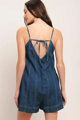 FRONTIER FLIRT LIGHTWEIGHT DENIM ROMPER - Flying Tomato - Flyclothing LLC