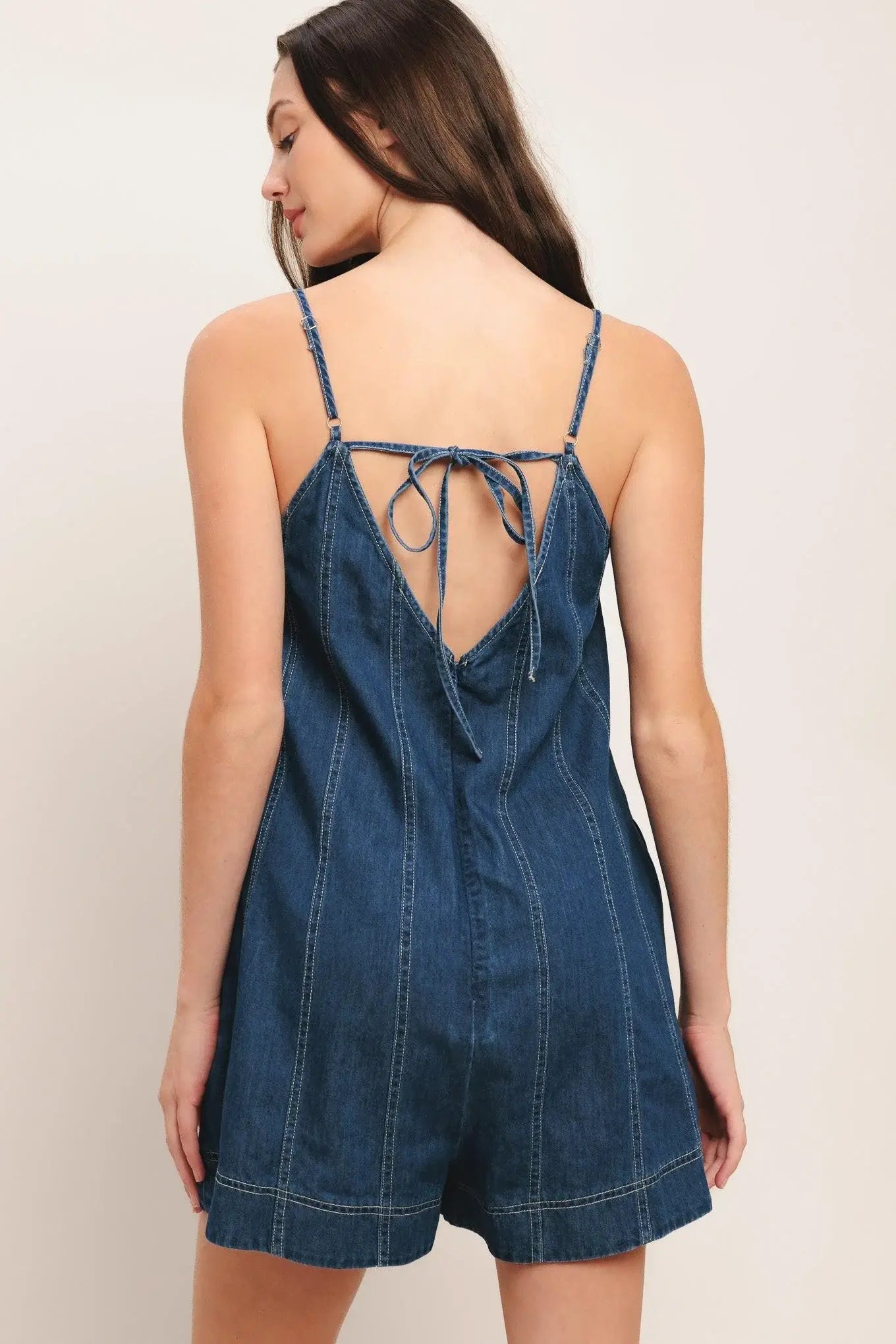 FRONTIER FLIRT LIGHTWEIGHT DENIM ROMPER - Flying Tomato - Flyclothing LLC