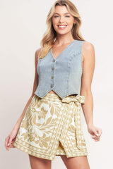 PALM BAZAAR WOVEN SKORT - Flying Tomato - Flyclothing LLC