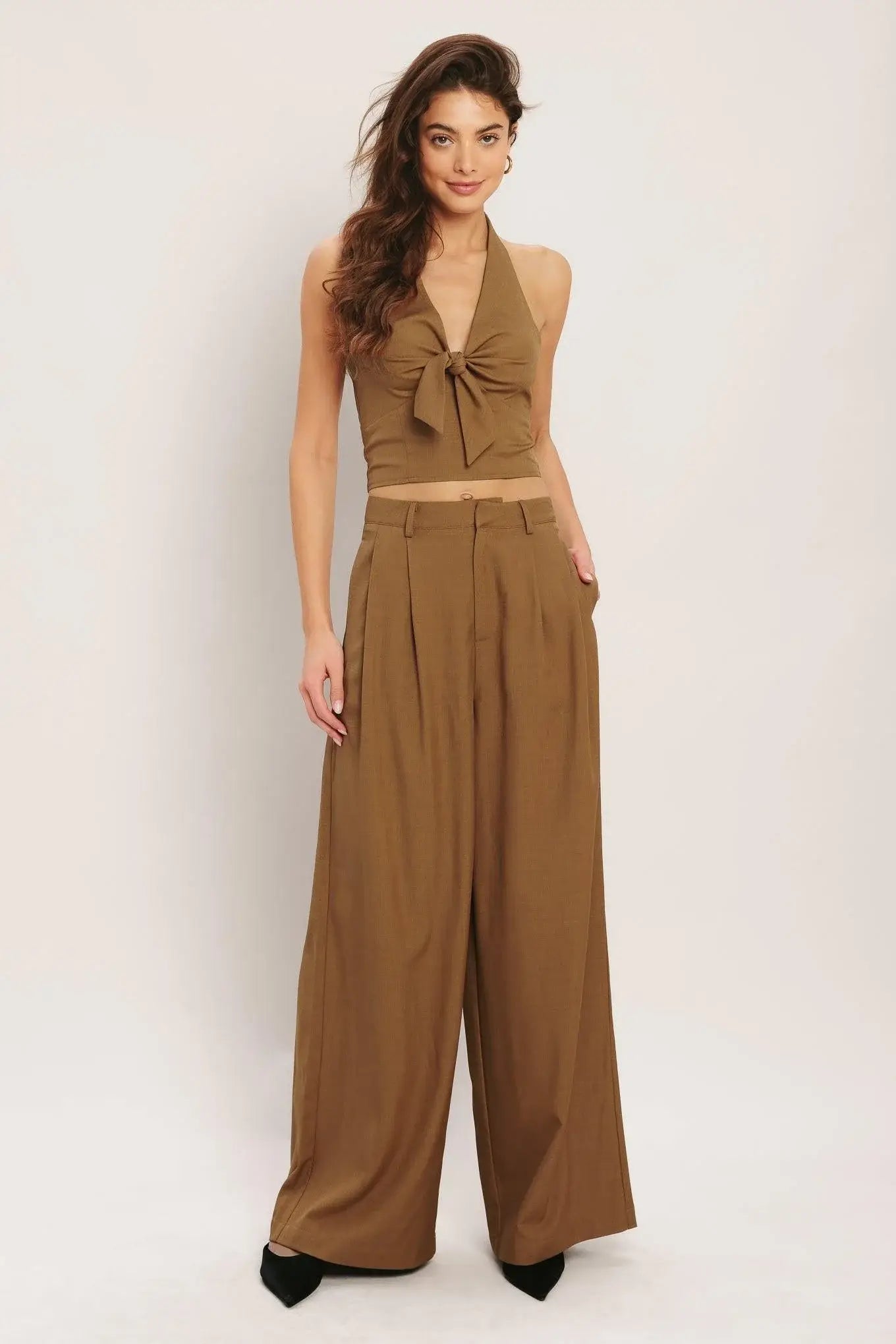 UMBER FLOW WOVEN WIDE LEG PANTS - Flying Tomato - Flyclothing LLC