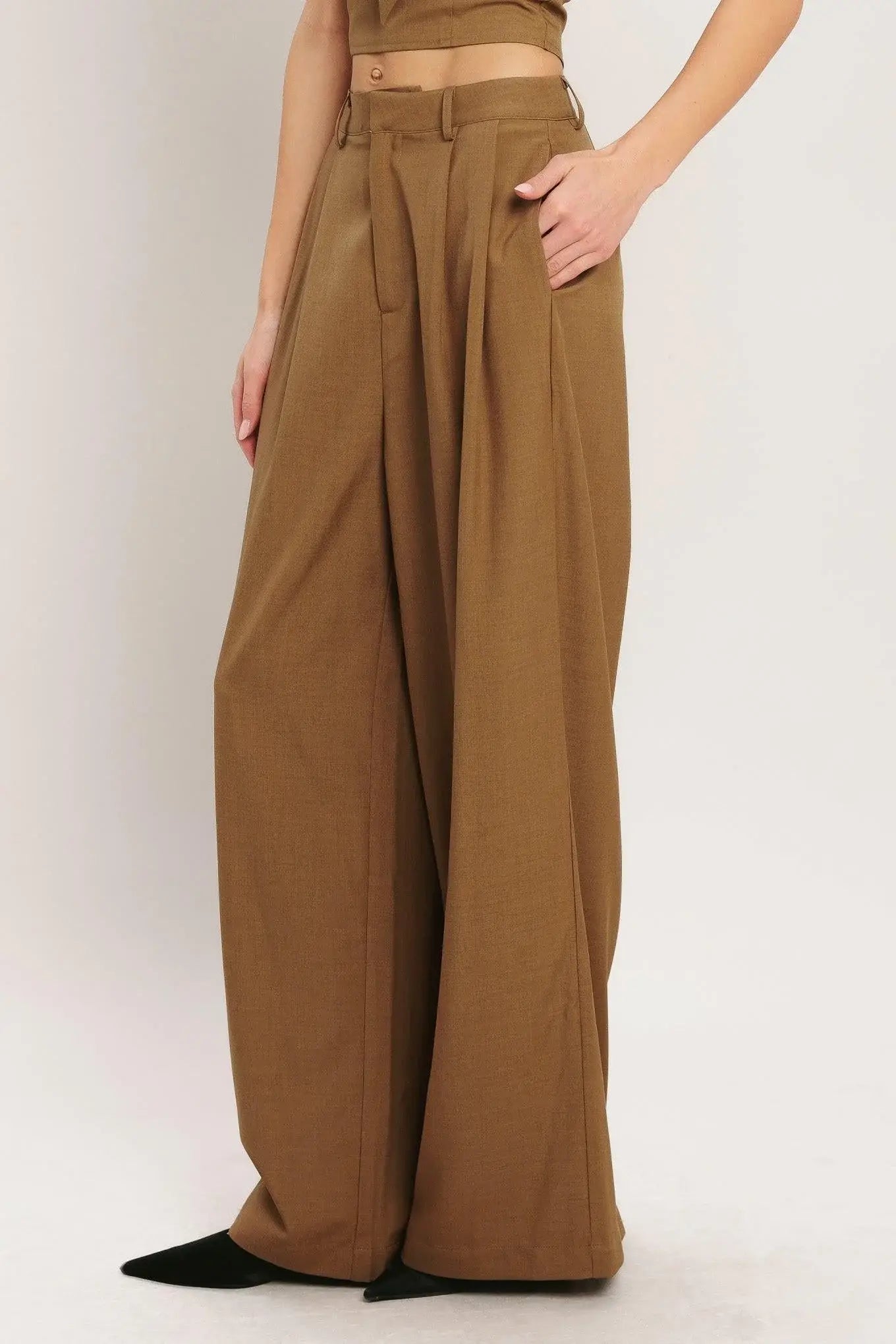 UMBER FLOW WOVEN WIDE LEG PANTS - Flying Tomato - Flyclothing LLC