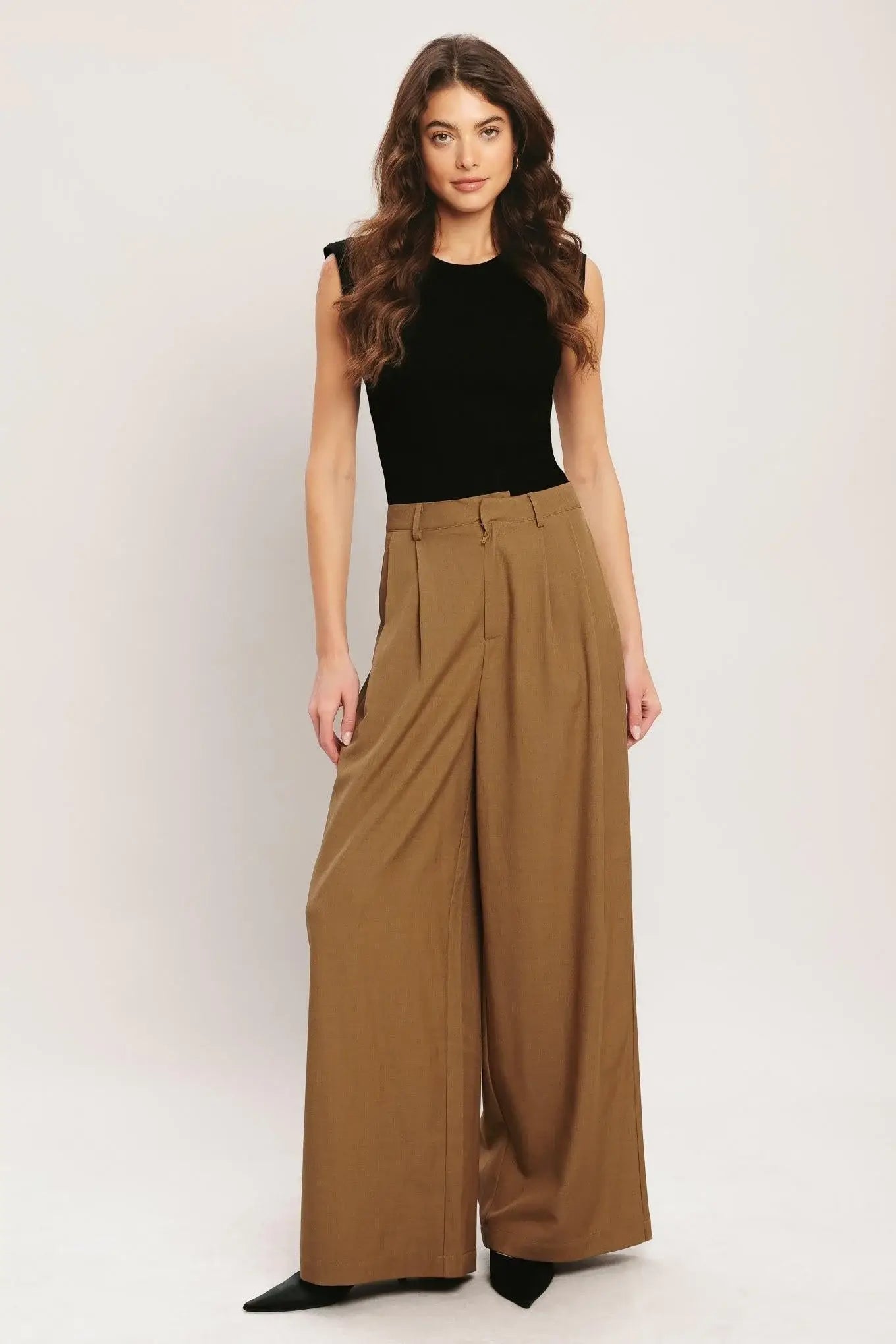 UMBER FLOW WOVEN WIDE LEG PANTS - Flying Tomato - Flyclothing LLC
