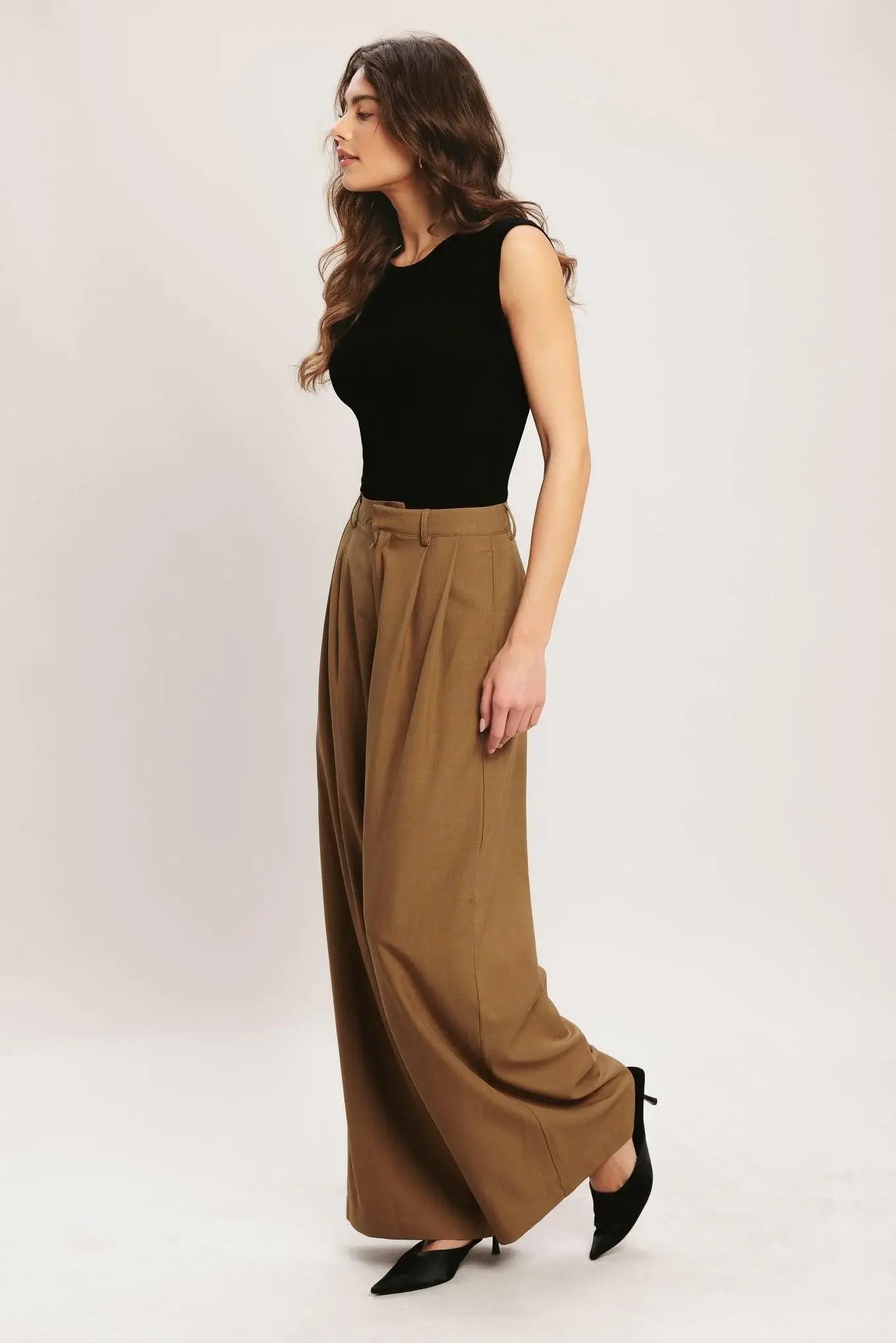 UMBER FLOW WOVEN WIDE LEG PANTS - Flying Tomato - Flyclothing LLC