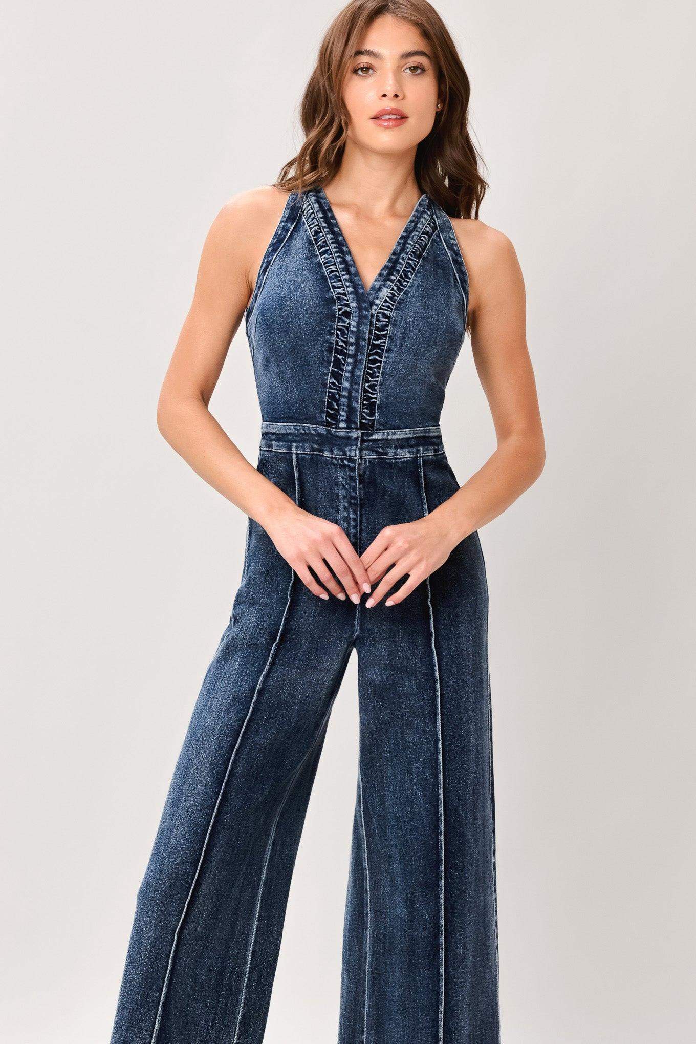 COOL STRUCTURE DENIM JUMPSUIT - Flying Tomato - Flyclothing LLC