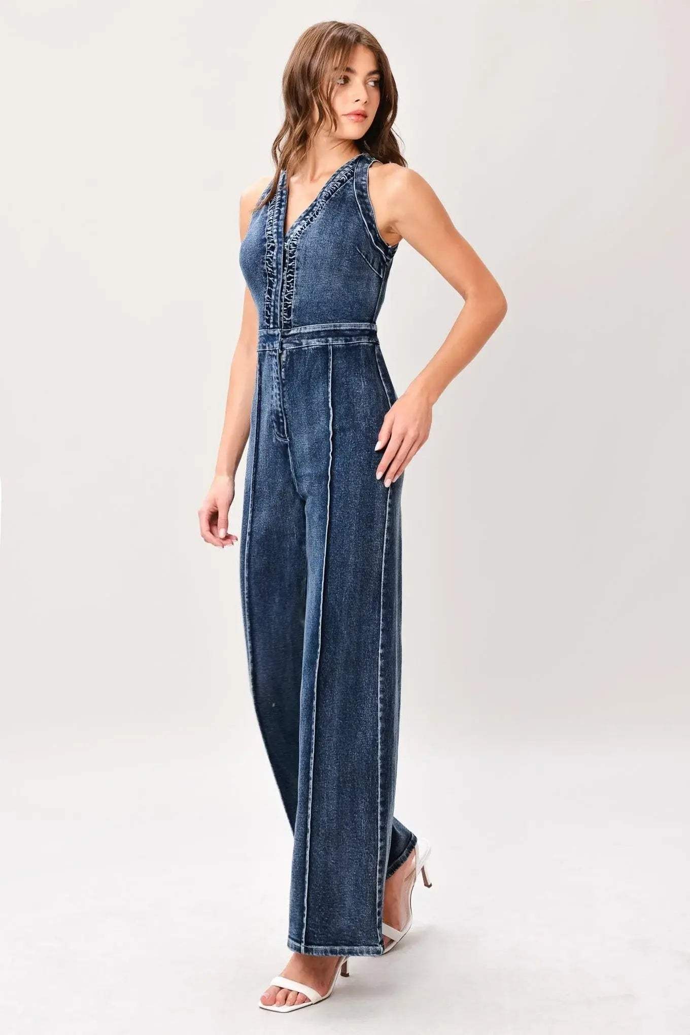 COOL STRUCTURE DENIM JUMPSUIT - Flying Tomato - Flyclothing LLC