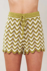SUNSET STITCH CROCHET KNIT SHORTS - Flying Tomato - Flyclothing LLC