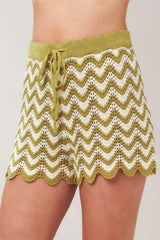 SUNSET STITCH CROCHET KNIT SHORTS - Flying Tomato - Flyclothing LLC