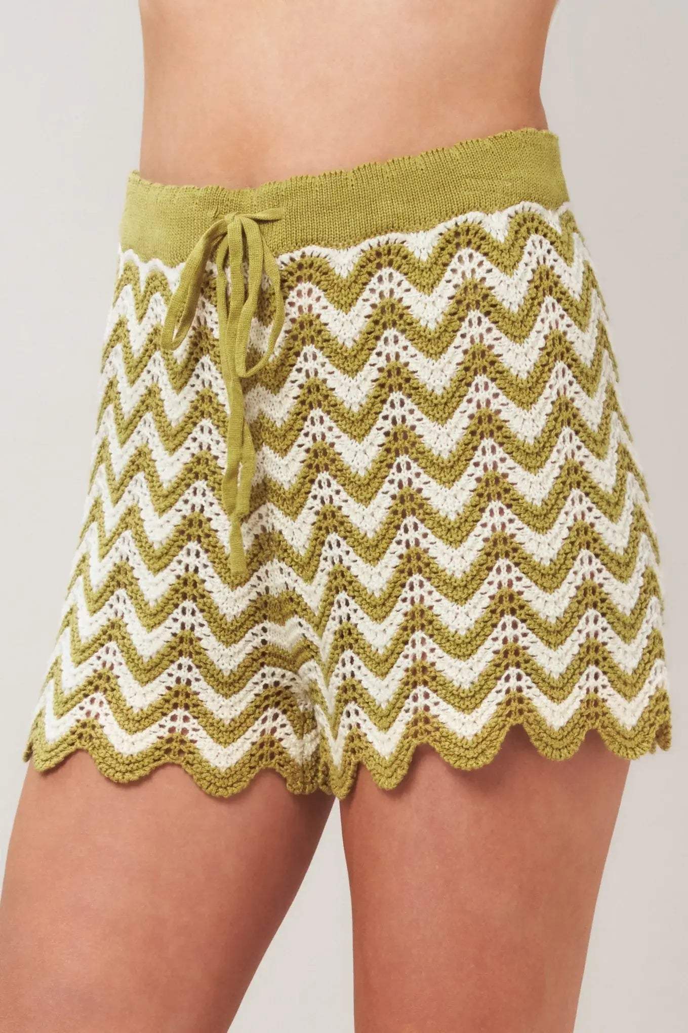 SUNSET STITCH CROCHET KNIT SHORTS - Flying Tomato - Flyclothing LLC